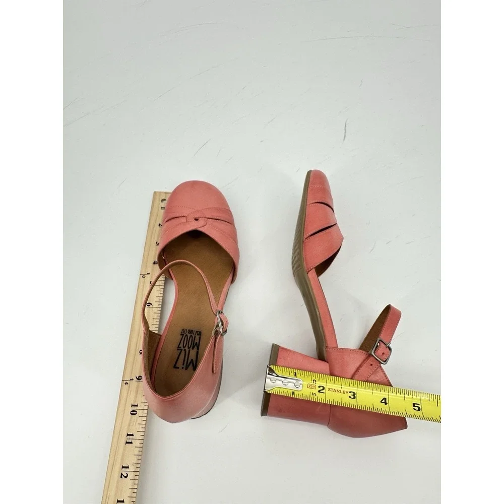 Miz Mooz Coral Pink Leather Mary Jane Block Heel Shoes EU 40 Boho Comfort Retro